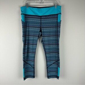 Lululemon Space Dye Twist Naval Blue Pace Rival Crop Athletic Leggings Size 12
